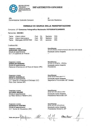 01-VERBALE-GIURIA 1° CONCORSO FOTOGRAFICO NAZIONALE "FOTOGRAFICAMENTE"
